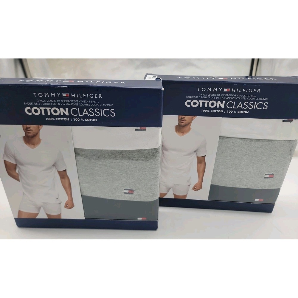 Tommy Hilfiger Men's Undershirts Classic V Neck 6-Pack Medium NEW in Box!